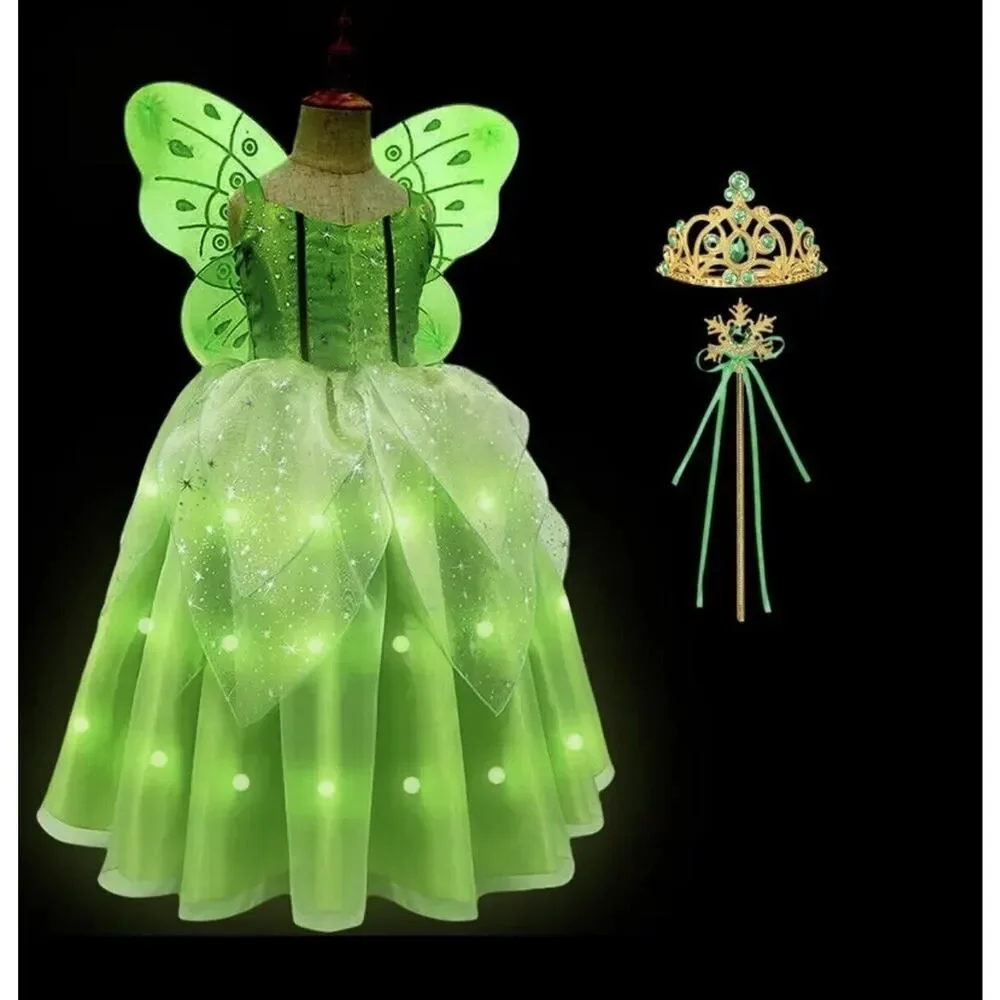 Tinkerbell Fairy LED Lightup Costume Dress Up Party Princess NEW 4T Toddler Girl